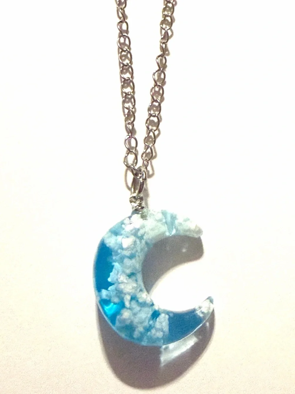 Blue Cloud Moon Pendant Necklace